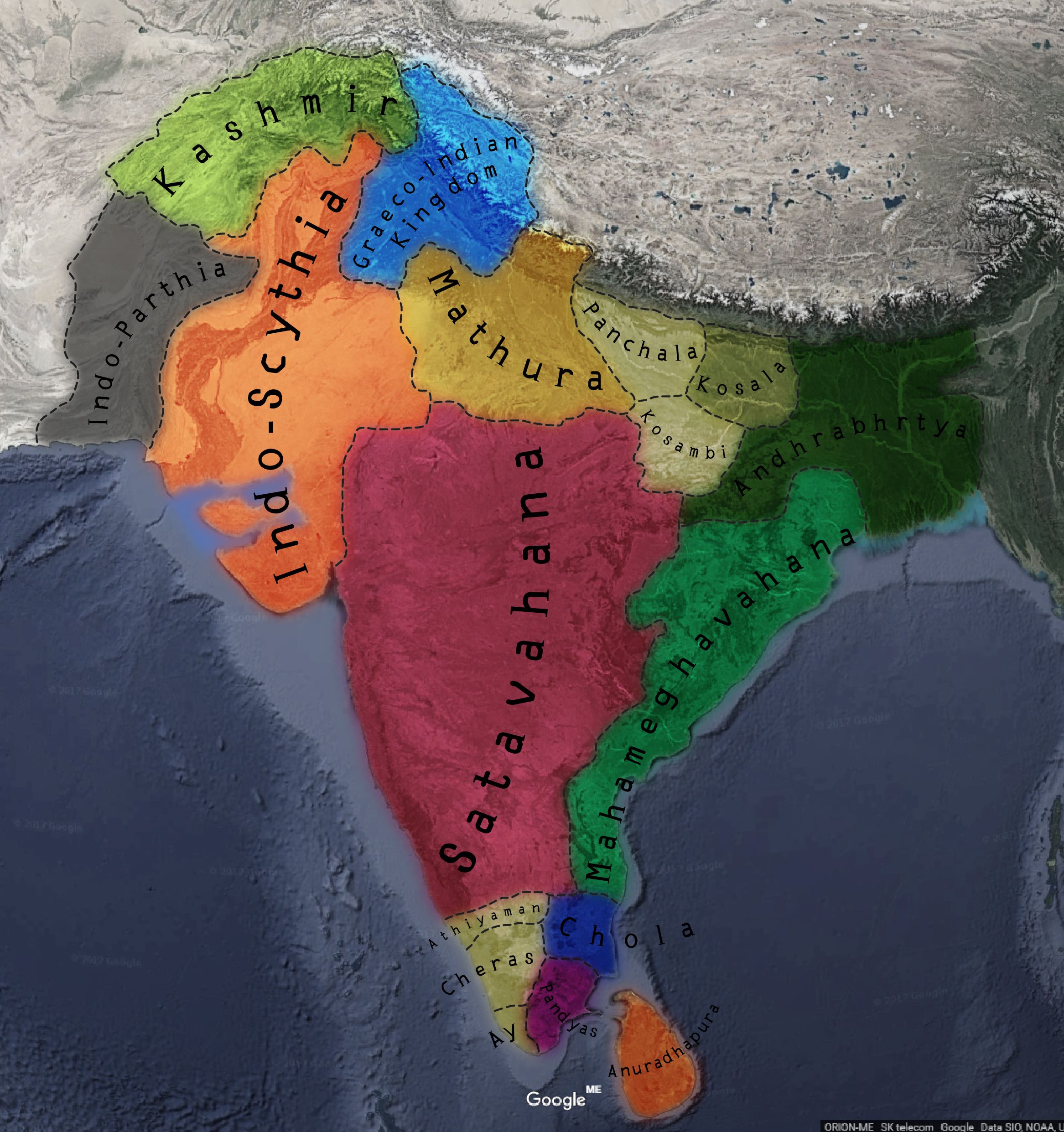 Map of Indian Sub Continent in 1000 BC