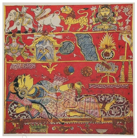 Trishala's Fourteen Dreams from the Kalpasutra manuscript