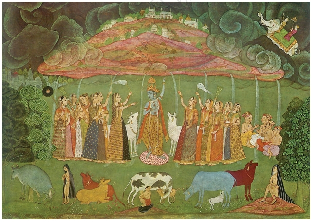 Krishna Lifting Mount Govardhana - Bikaner School of Painting