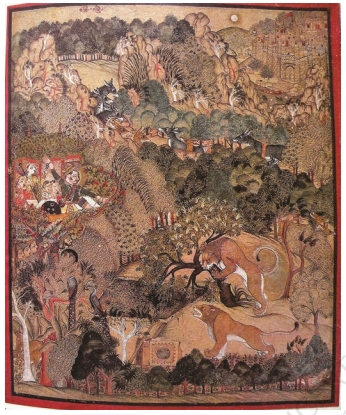 Maharaja Ram Singh Hunting Lions - Kota School of Paintings