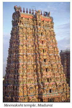 Meenakshi Temple, Madurai - Highlighting tower gateways