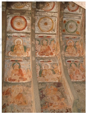 Painted Ceiling in Ajanta Caves