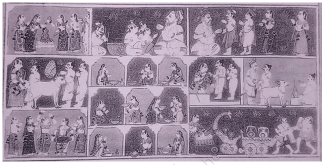 Painting Depicting Scenes from Bhagwata Purana