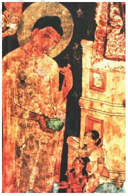 Painting of Buddha Yashodhara Rahul in Ajanta Caves