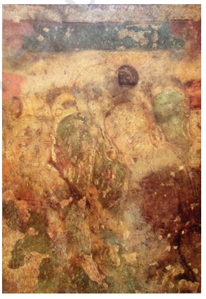 Queen and Attendants Badami Murals depicting royal figures in Chalukyan cave style
