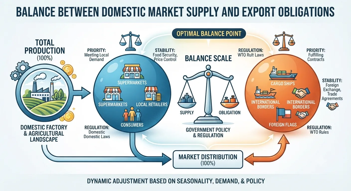 Diagram showing the balance between domestic market supply and export obligations
