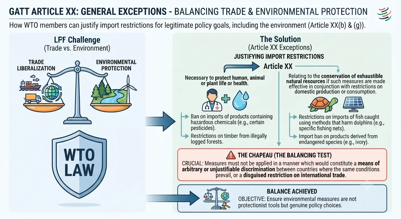 GATT Article XX general exceptions for import restrictions balancing trade and environmental protection