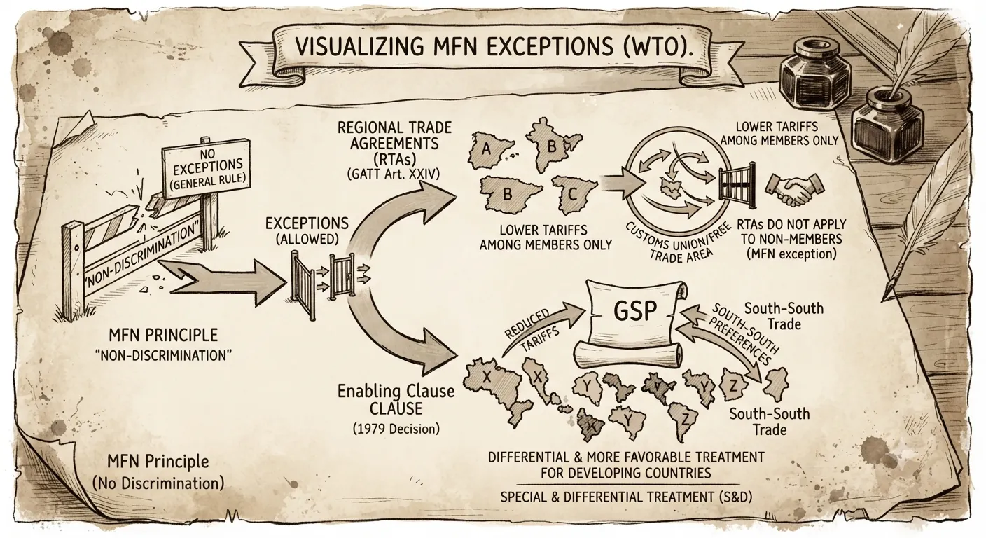 Visualizing MFN exceptions including regional trade agreements and the enabling clause