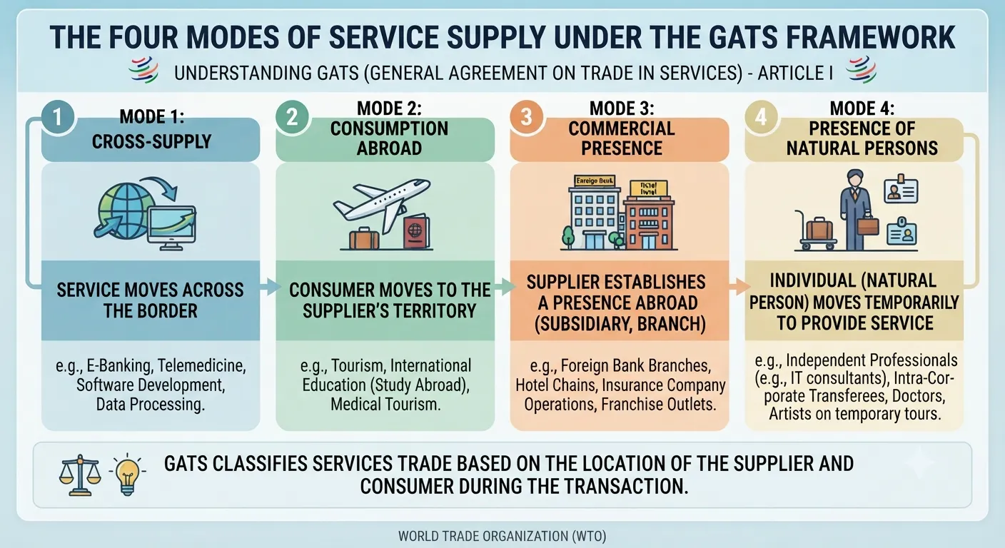 The four modes of service supply under the GATS framework