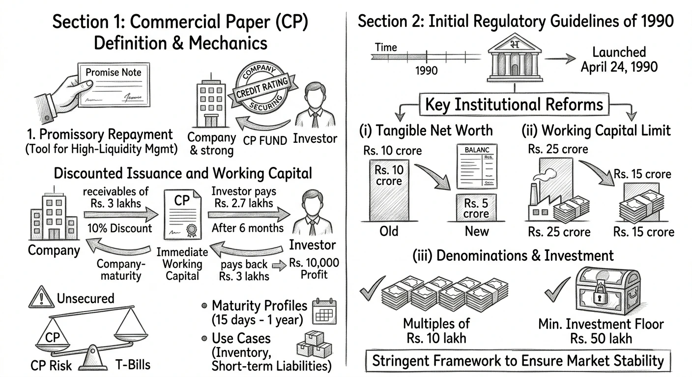 Flowchart showing the operational process and working of commercial papers