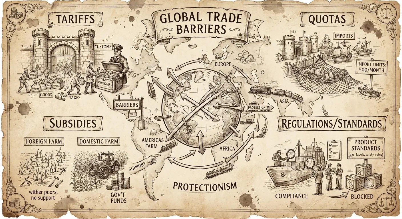 Visual overview of global trade barriers and protectionist regulations