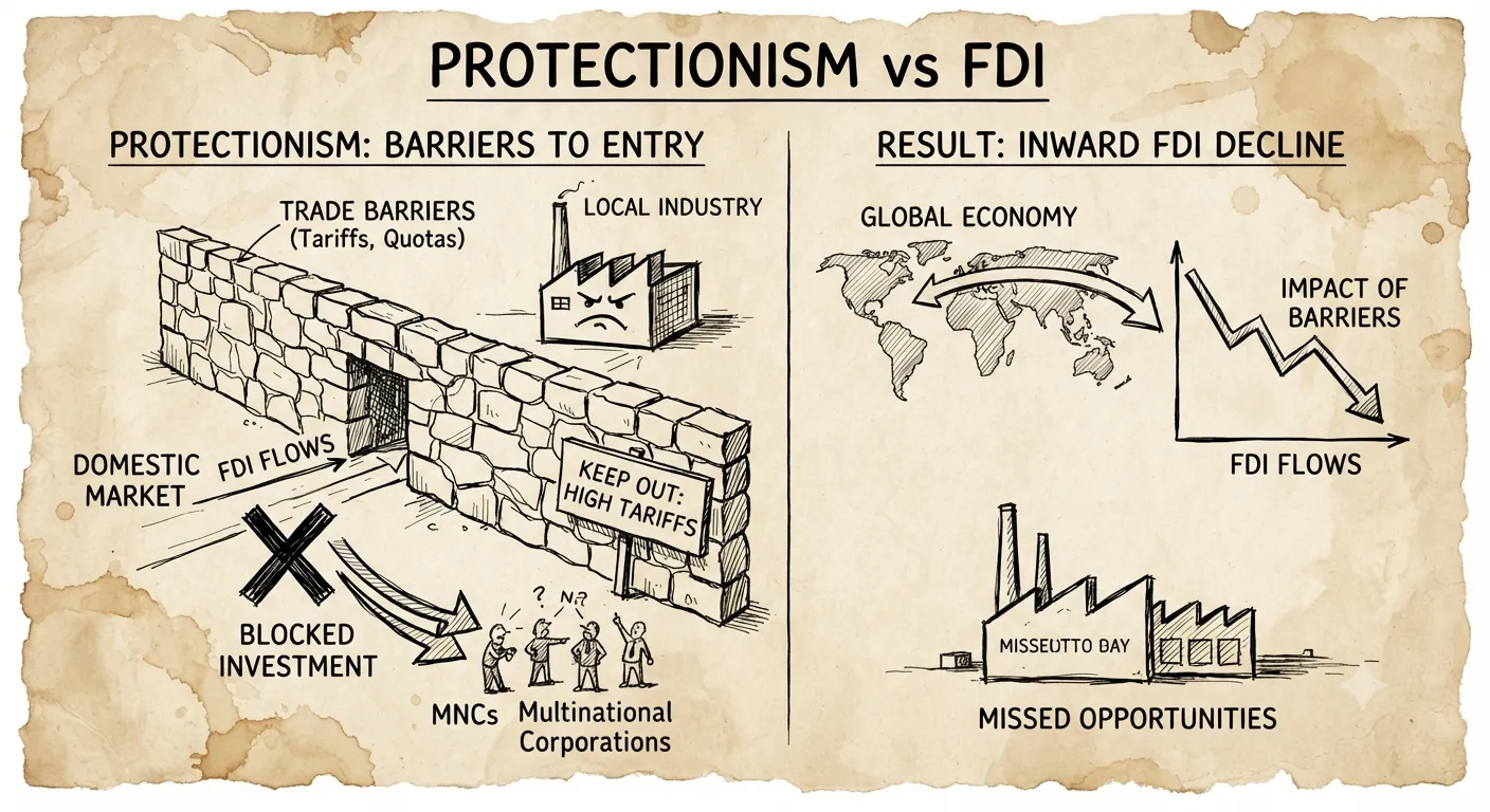 The relationship between protectionist trade barriers and incoming foreign direct investment flows