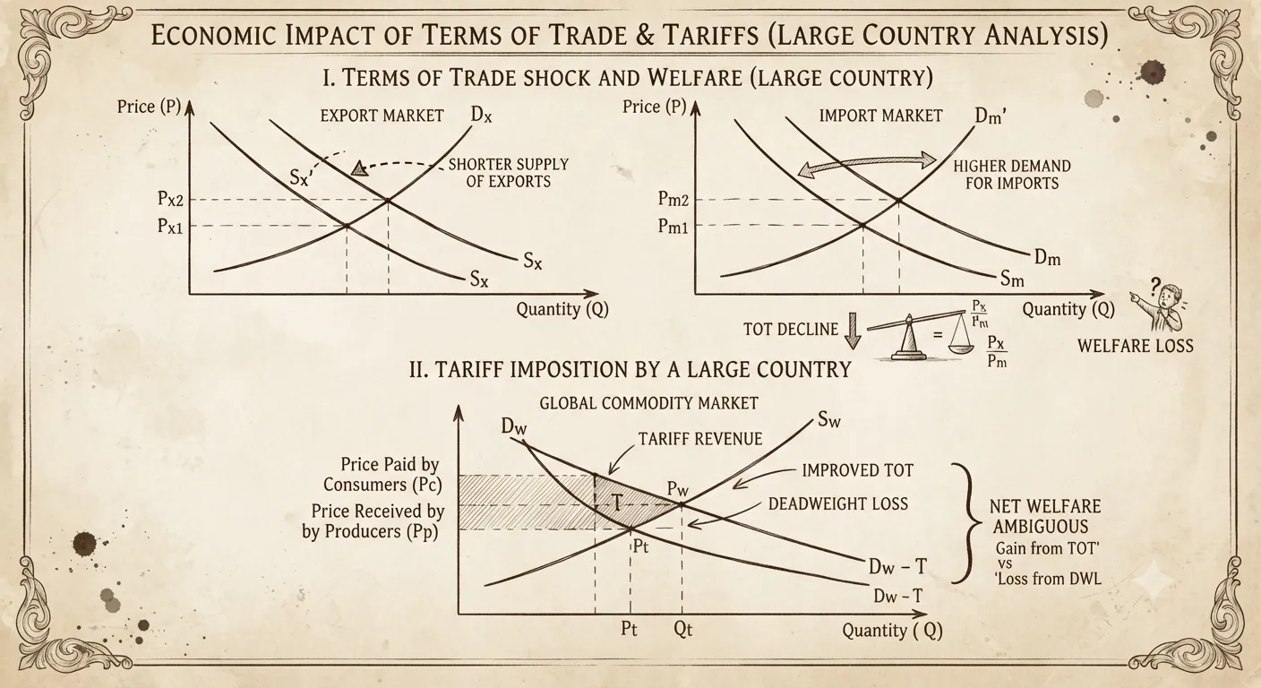 Economic impact of terms of trade and tariffs in large countries