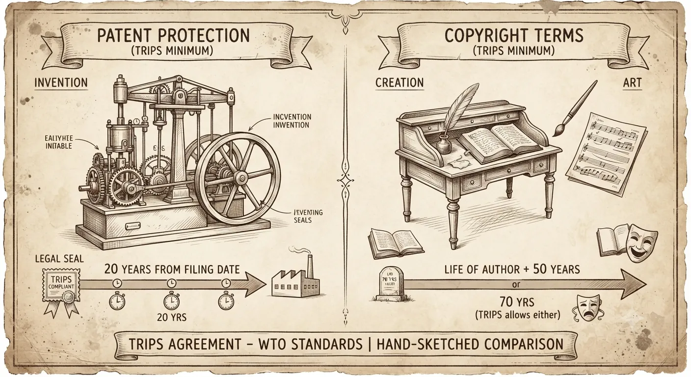 Comparison between patent protection and copyright terms under the TRIPS agreement