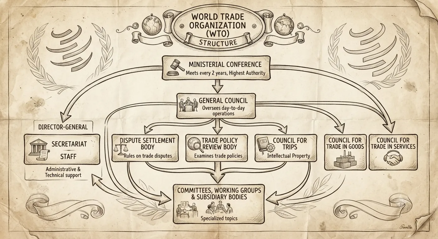 The organizational and decision making structure of the World Trade Organization