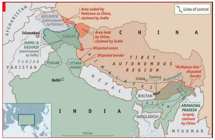 Illustration of Radcliffe line disputed areas